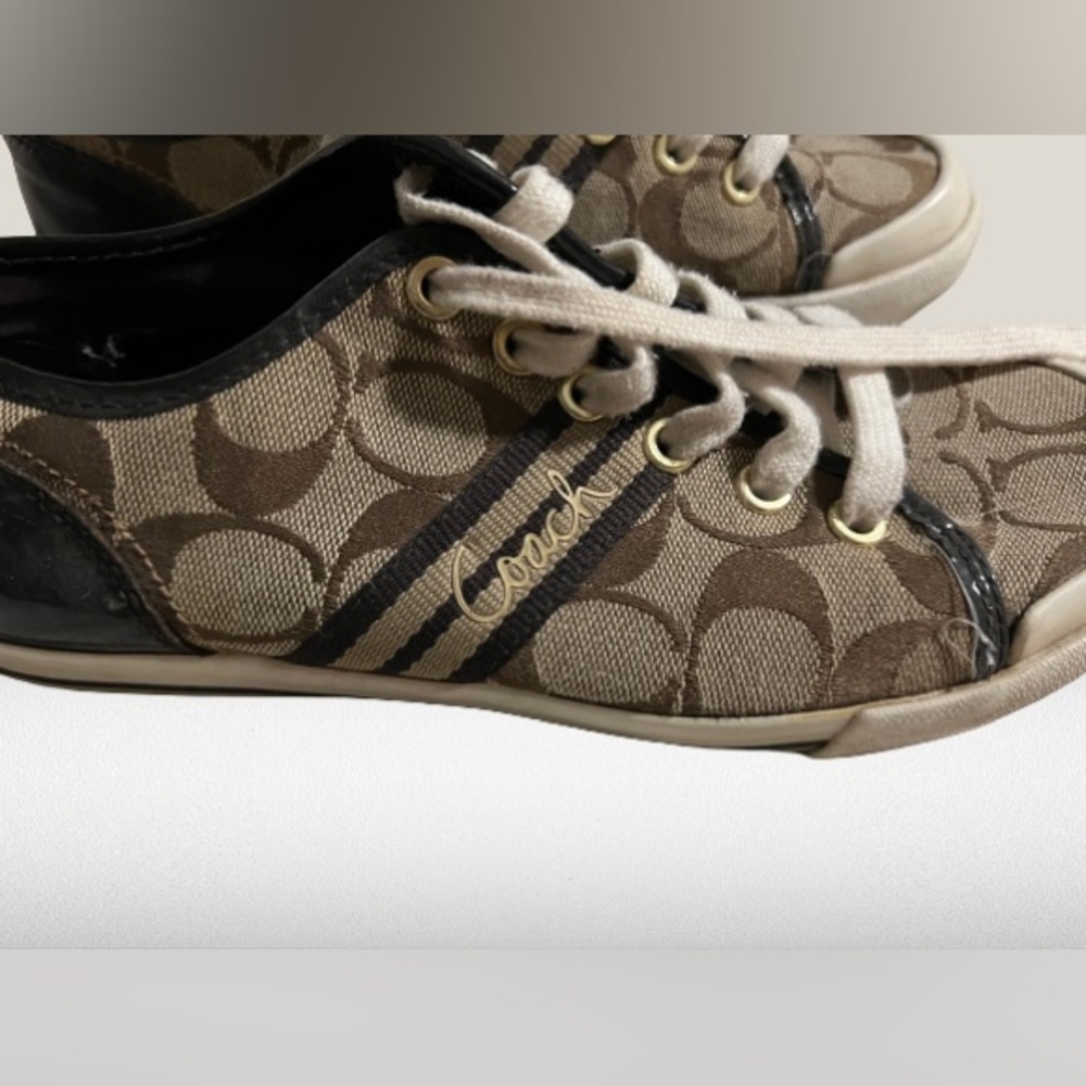 👟 Coach Polly Lace Up Sneaker Women's 8 Brown
